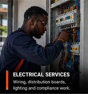 Electrician wiring a distribution board