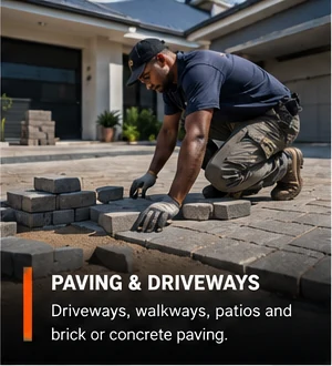 Paver laying brick paving for a driveway